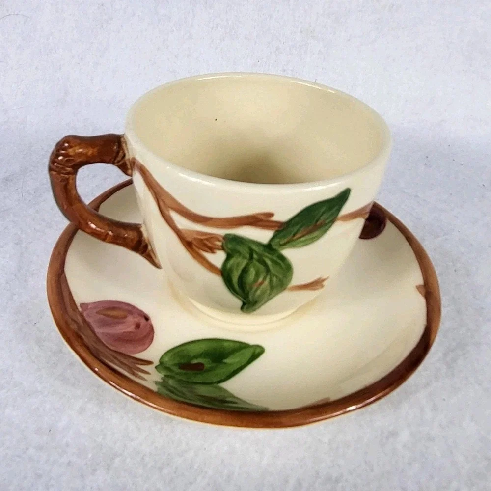 Franciscan Apple Teacup and Saucer Set Hand Decorated Staffordshire England